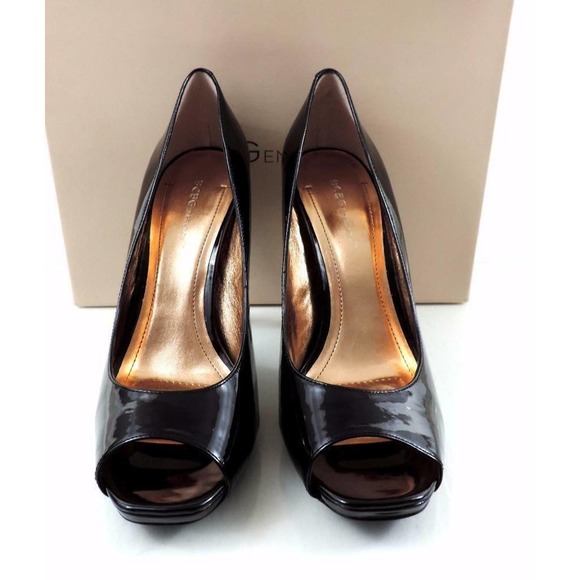 BCBG BCBGeneration DION Dress Open Toe High Heel Pumps Black Patent Size 10 - Picture 6 of 9